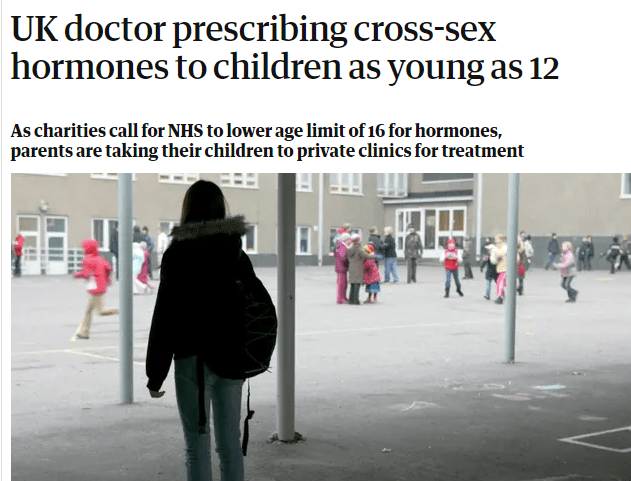 The guardian describes how doctors are prescribing hormones to children as young as 12
